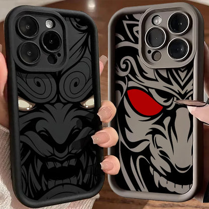 Japanese Art Samurai Ghost Head Silicone Case For iPhone