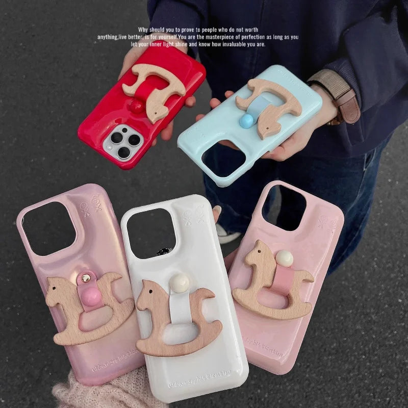 Luxury Urbans Buffer Horse Ring Leather PU Hard Phone For iPhone