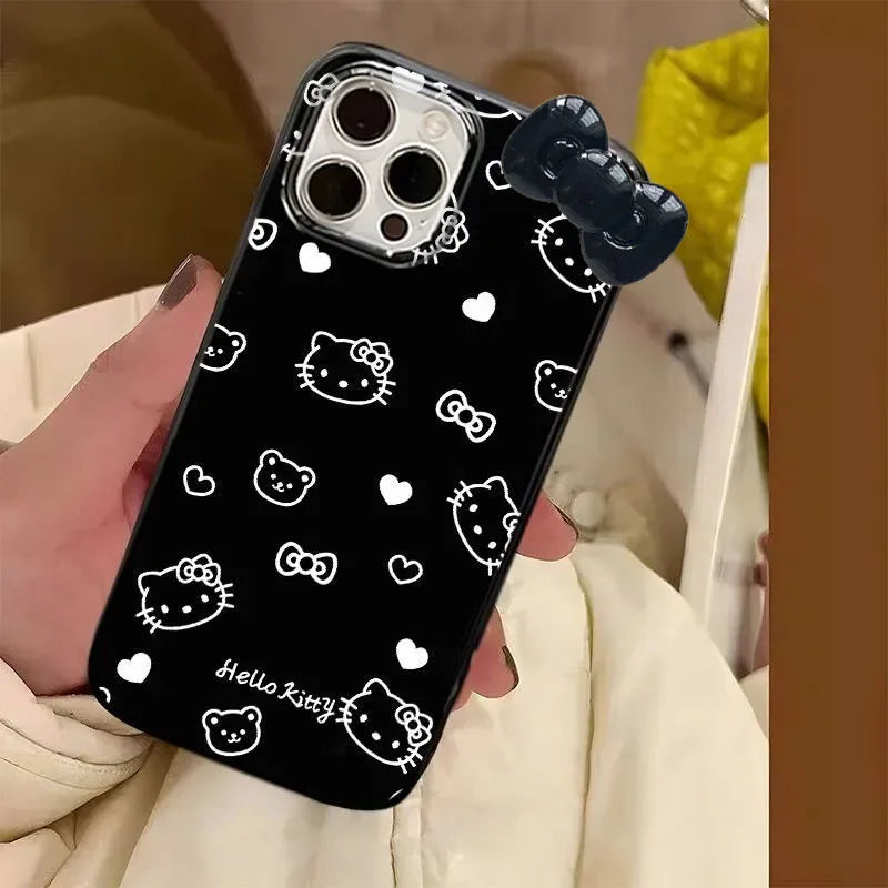 Hello Kitty Bow Cute Bear Phone Case For iPhone