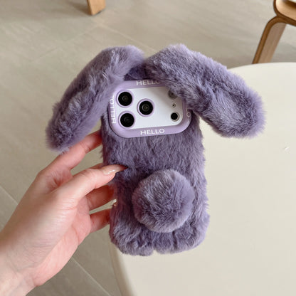 Adorable 3D Long-Eared Rabbit Shaped Plush Phone Case For iPhone