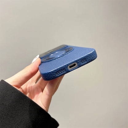 Large Window Litchi Texture For Magsafe Magnetic Case For iPhone