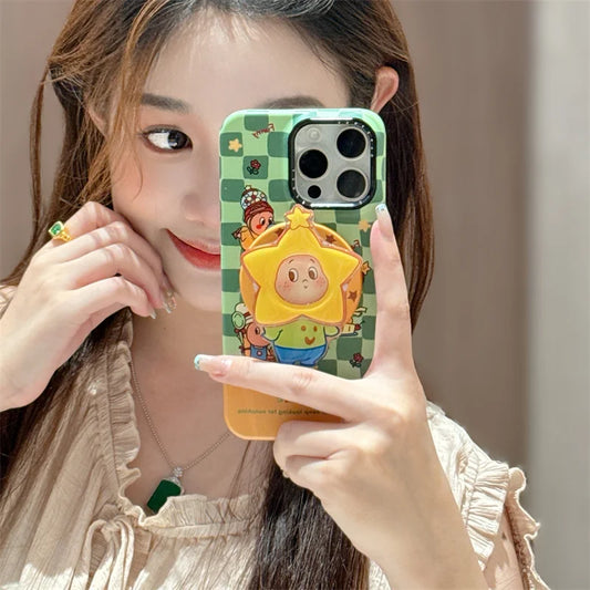 Fashion Green Plaid Pattern Magnetic Phone Case For iPhone