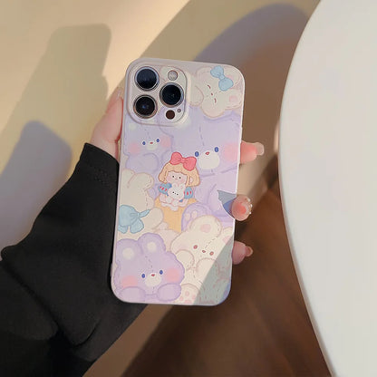 Cute Cartoon Bunny With Chain Lanyard Phone Case For iPhone
