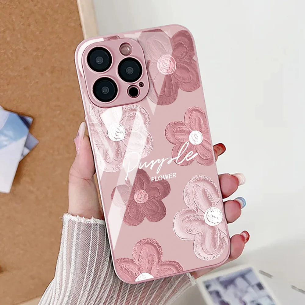 Oil Painting Flower Phone Case For iPhone