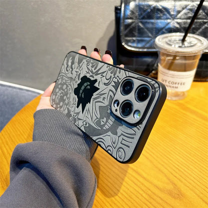 Cute Cartoon Gengar Emboss Leather Texture Laser Phone Case For iPhone