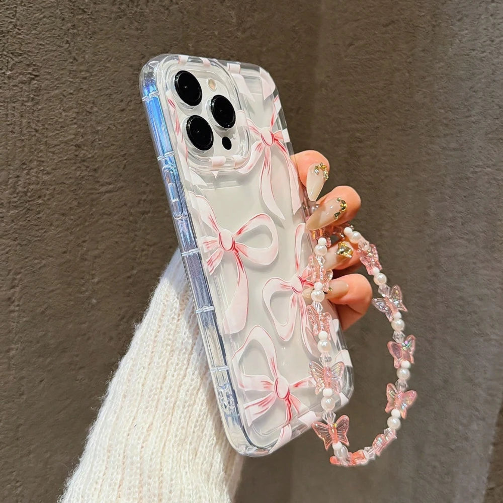 Pink Pastel Bowknot Pattern Phone Case For iPhone