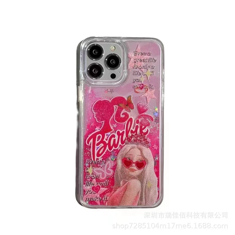 Kawaii Kuromi Cute Quicksand Anti-Fall Protective Case Girls Gifts For iPhone