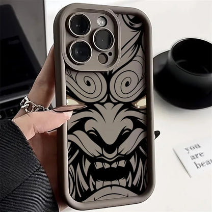Japanese Art Samurai Ghost Head Silicone Case For iPhone