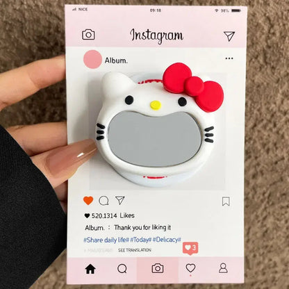 Cute Sanrio Hello Kitty Magnetic Makeup Mirror Holder Magsafe Wireless Charge Phone Case For iPhone