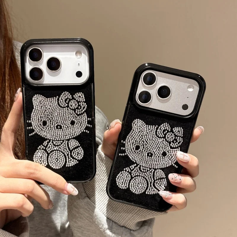 Winter Luxury Diamond Hello Kitty Sparkling Phone Case For iPhone