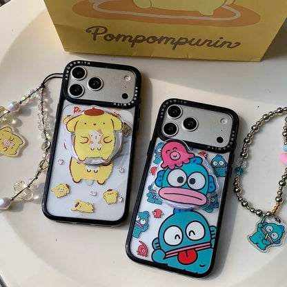 Magnetic Grip Holder Magsafe Wireless Charge Sanrio Hangyodon Pom Purin Phone Case For iPhone