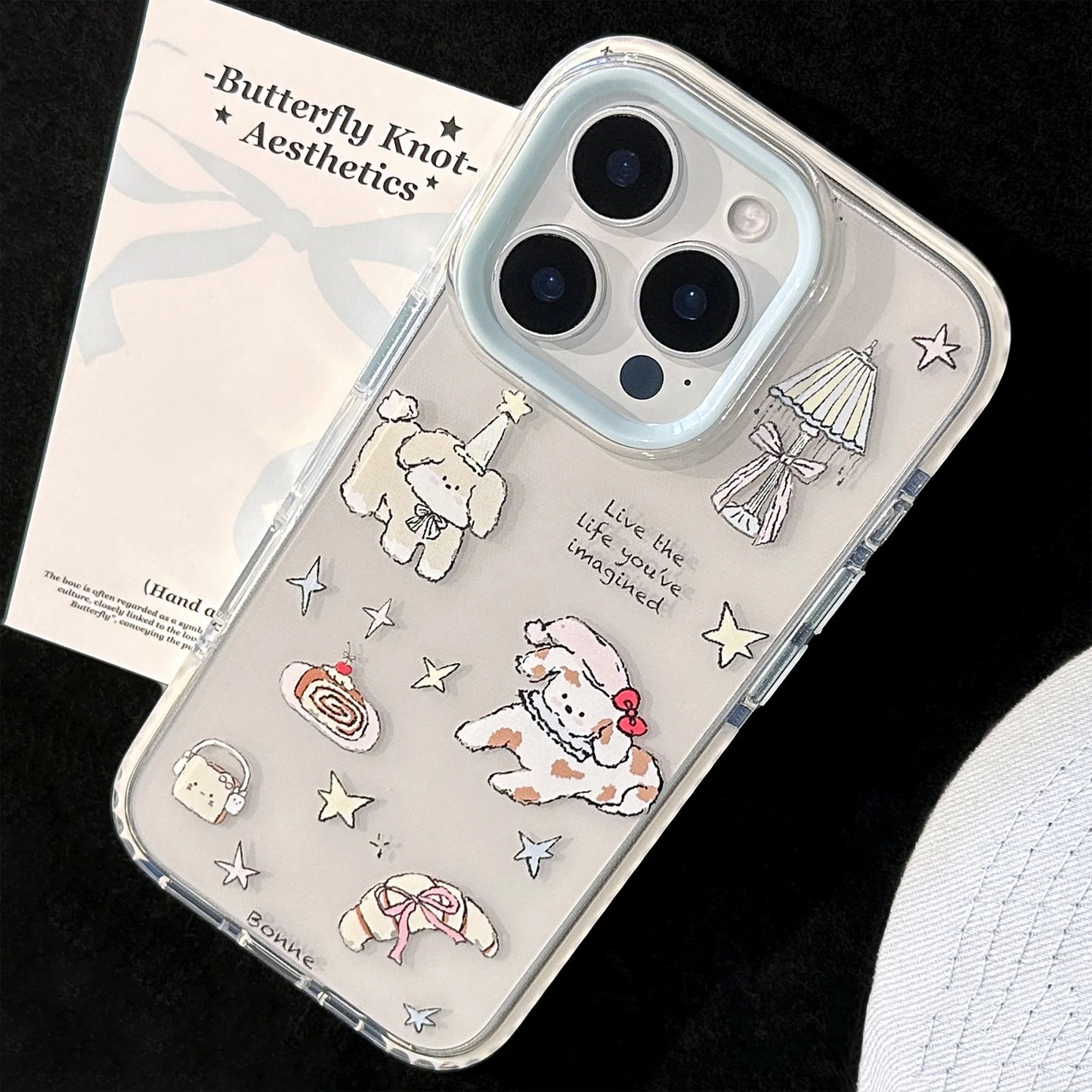 Korean Cute Cartoon Puppy illustration Soft Phone Case For iPhone