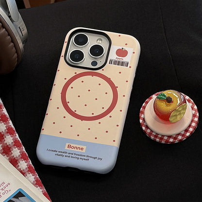 Cute Polka Dots 3D Luminous Crystal Apple Lattice Bracket Magnetic Phone Case For iPhone
