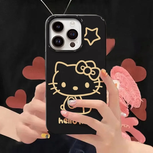 Hello Kitty Black Bow Strap Star Phone Case For iPhone