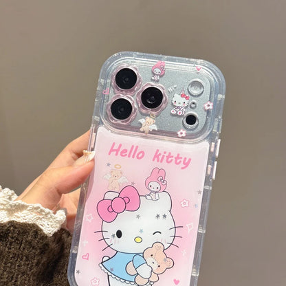 Luxury Cute Hugging Bear Hello Kitty Cat Soft Cover For iPhone