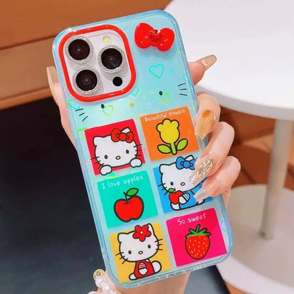 Hello Kitty Bow Shinning Flower Phone Case For iPhone