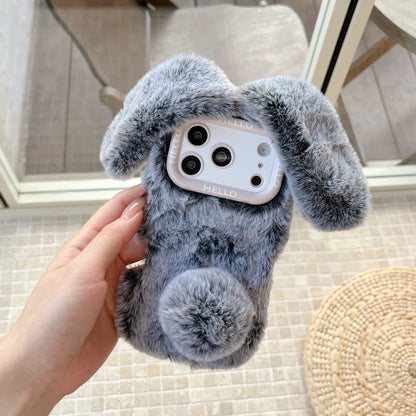 Adorable 3D Long-Eared Rabbit Shaped Plush Phone Case For iPhone