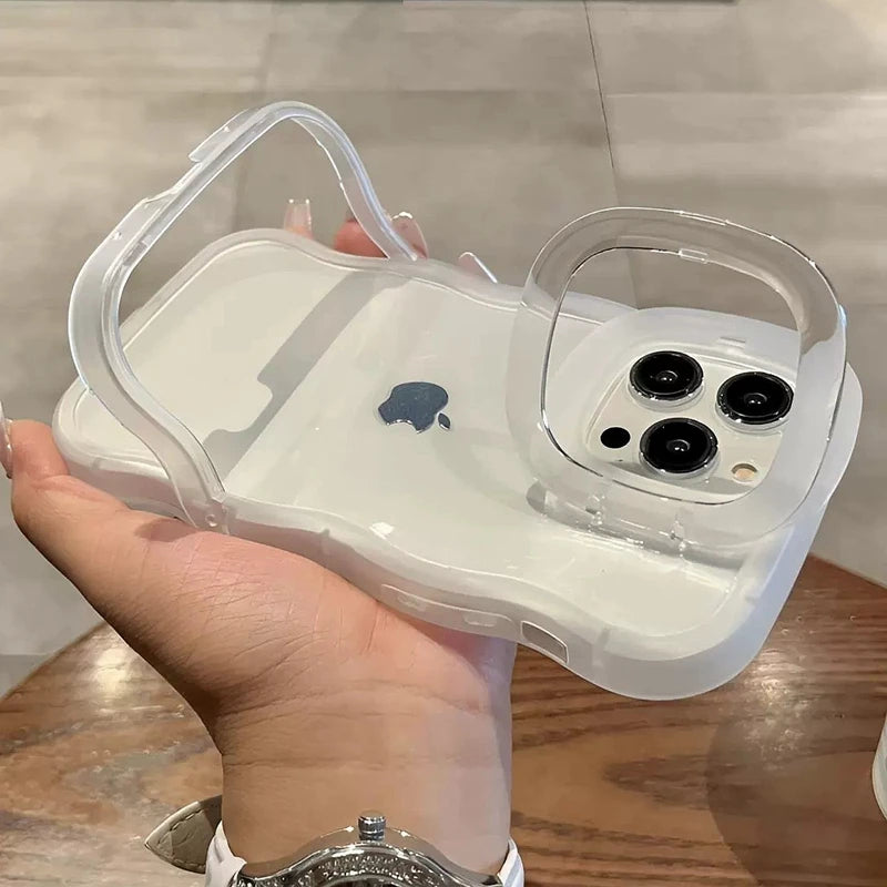 Luxury Soft Transparent Stand Holder Phone Case