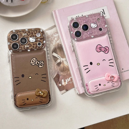 Luxury Cute Foundation Make Up Brown Kittyy Phone Case with Stand Case For iPhone