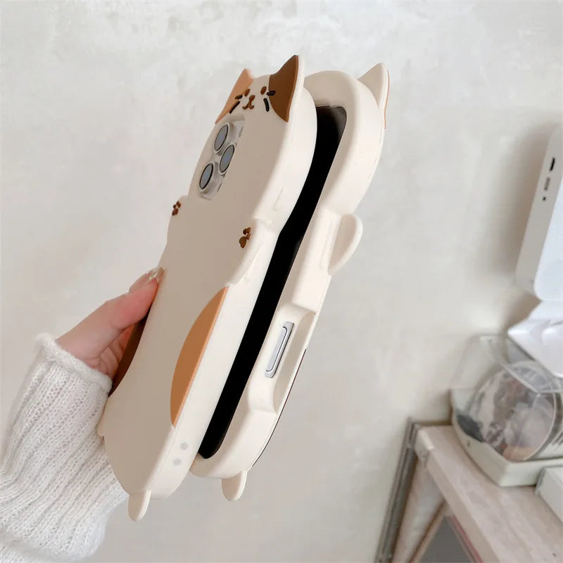 Korean 3D Cute Cartoon Cat Pattern Phone Case For iPhone