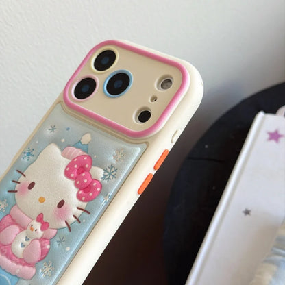 Cute Cartoon Hello Kitty Luxury Embossed Leather Phone Case For iPhone