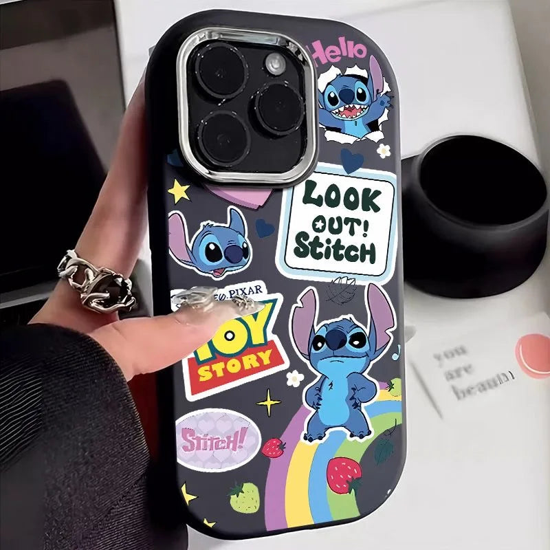 Stitch Love Ranbow Cute Phone Case For iPhone