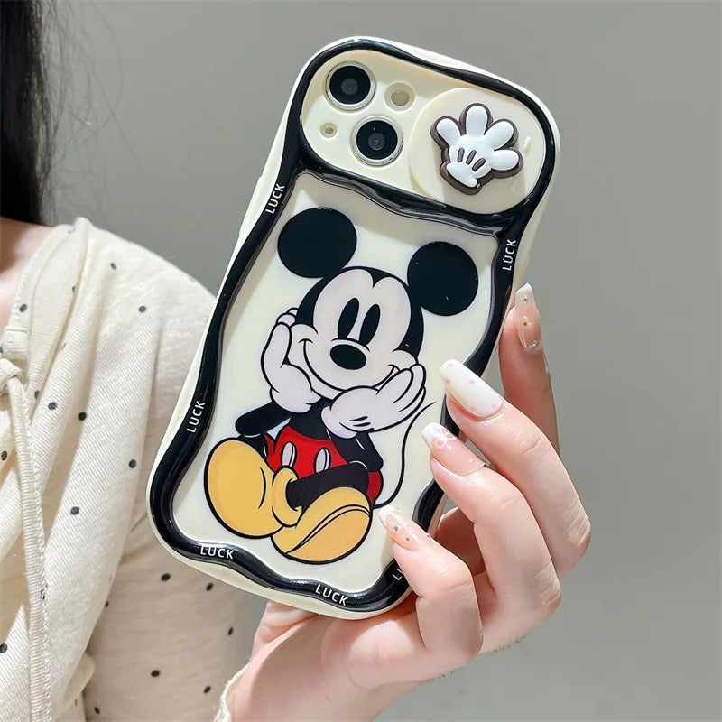 Cute Mickey Minnie Push Window Phone Case Compatible With iPhone