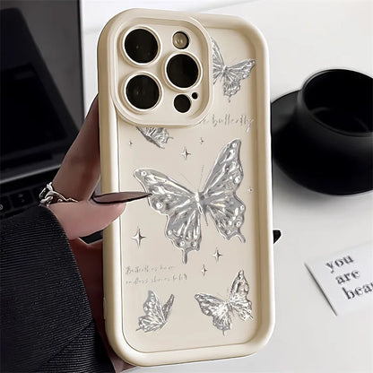 Gold Butterfly Silicone Phone Case For iPhone