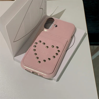 Fashion Riveted Love Card Holder Bag Denim Phone Case