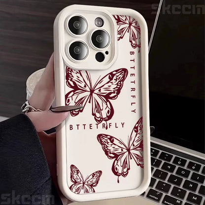 Pink Cute Butterfly Silicone Soft Phone Case For iPhone