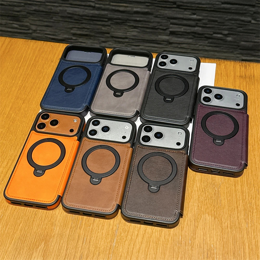Luxury Magnetic Flip Leather Wallet Magnet Bracket Case For iPhone