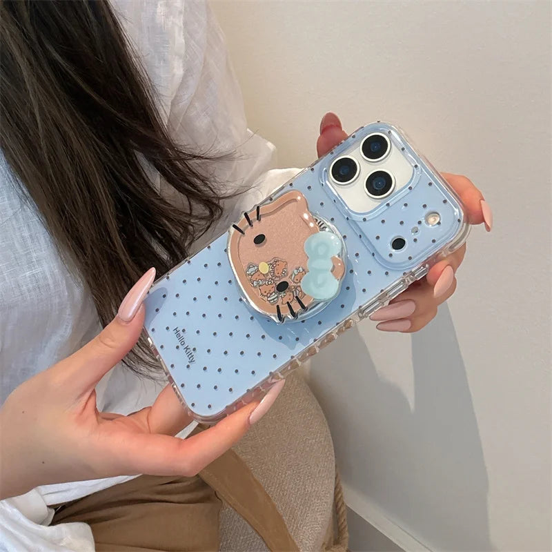 Korean Blue Polka Dot Magnetic Phone Cover For iPhone