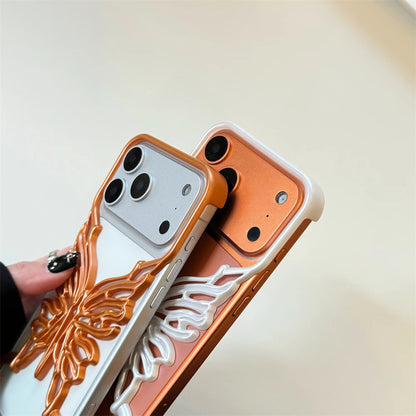 Orange 3D Butterfly Hollow Dissipate Heat Phone Case For iPhone