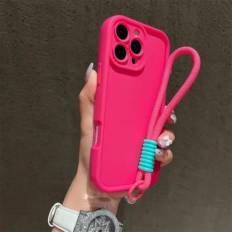 Luxury Colorful Lanyard Soft Phone Case For iPhone