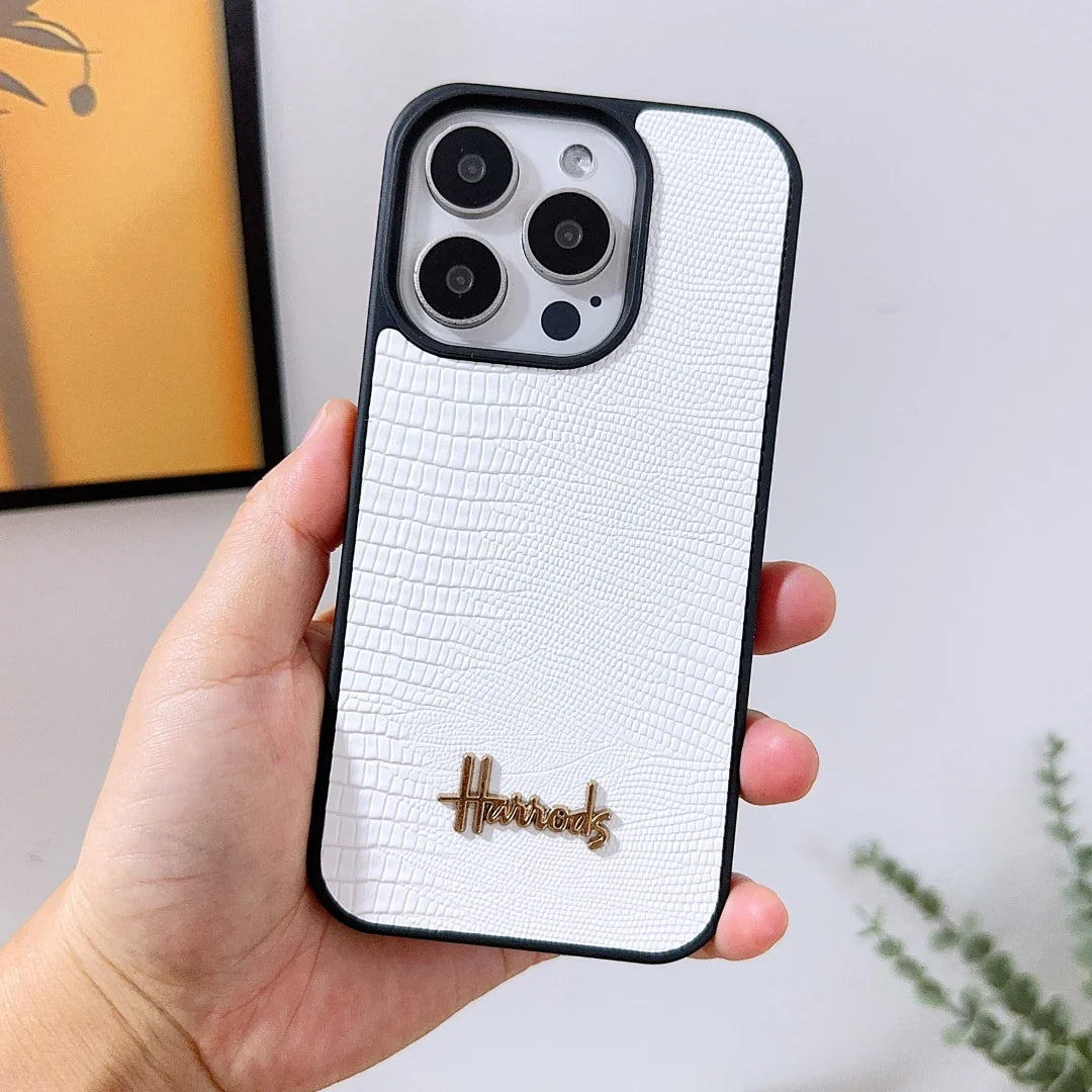 Luxury 3D Letter Retro Lizard Pattern Leather Case For iPhone
