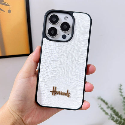 Luxury 3D Letter Retro Lizard Pattern Leather Case For iPhone
