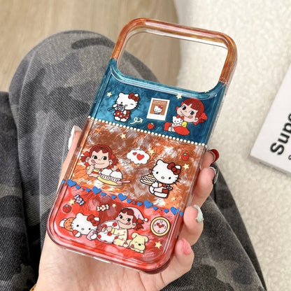 Double Layer Splicing Leopard Print Kitty Case For iPhone