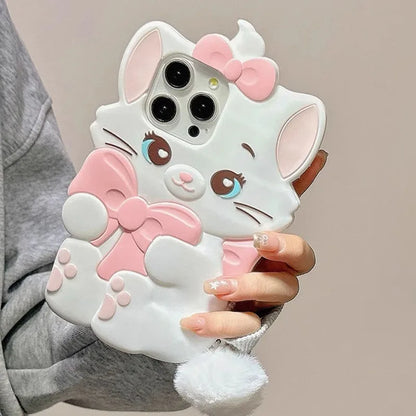 Marie Cat Cartoon 3D Bow Phone Case For iPhone