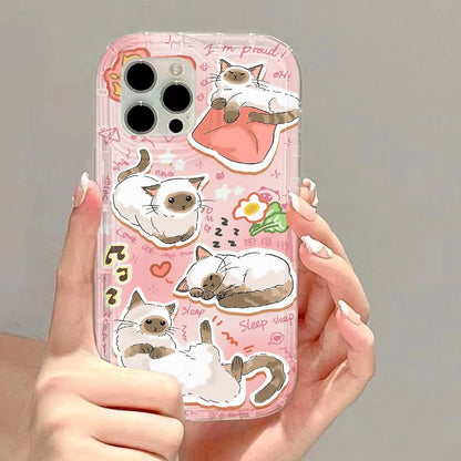 Korean Lovely Cat Pink Phone Case For iPhone