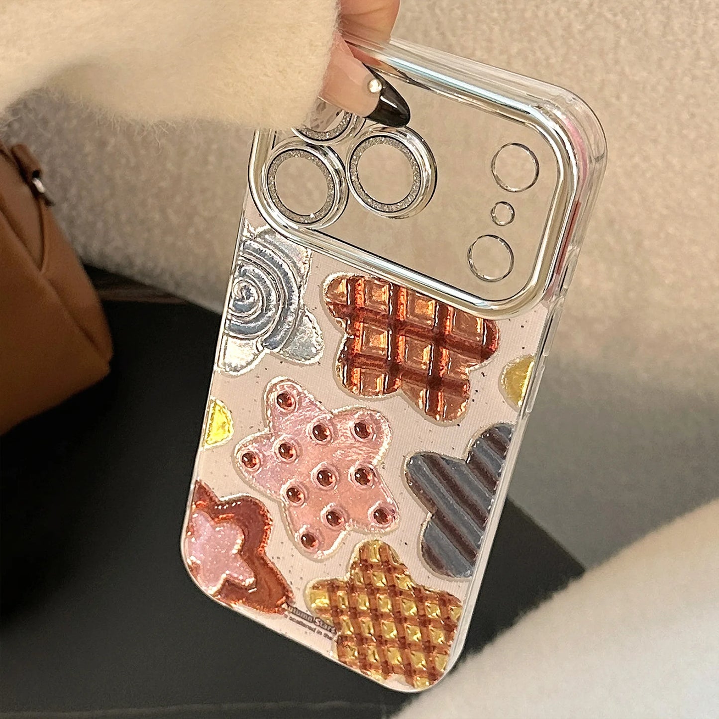 Korean Colorful Stars Glitter Plating Phone Case For iPhone
