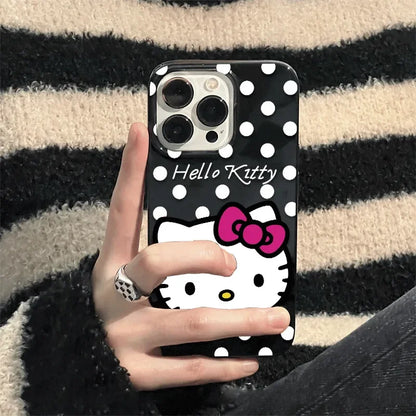 Wave Point Hello Kitty Bow Strap Phone Case For iPhone