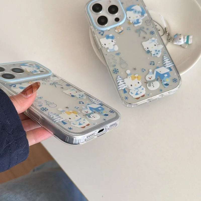 Winter Cute Cartoon snow house Hello Kitty Phone Case For  iPhone