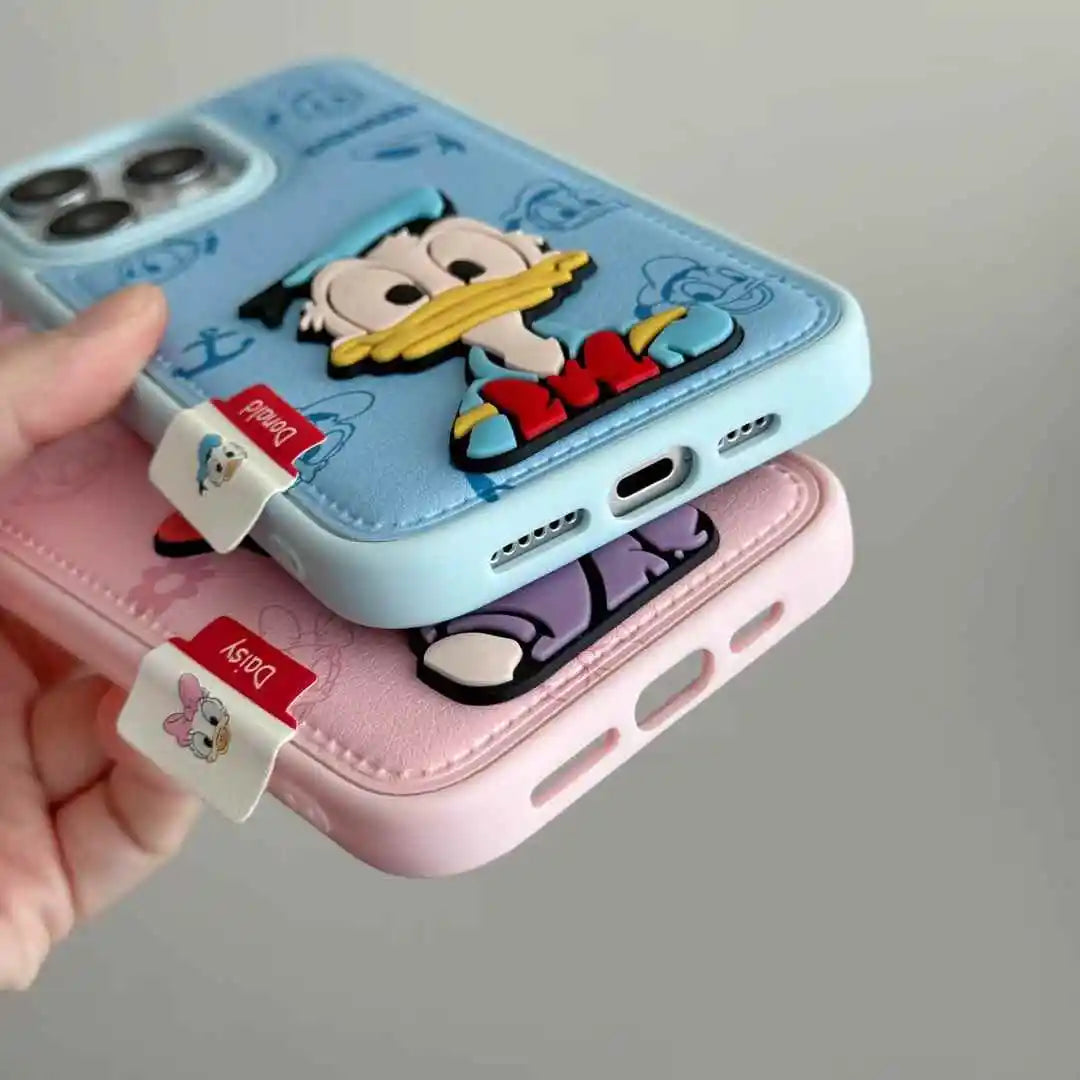 3d Lovely Daisy Donald Duck Couple Phone Case For iPhone