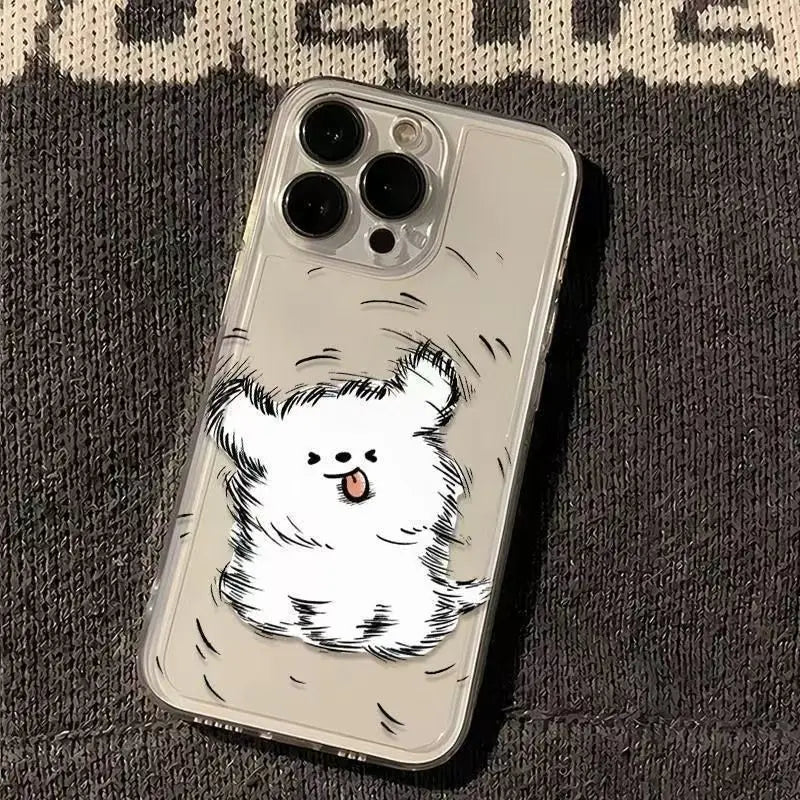 Cute Cartoon Puppy Couple Phone Case