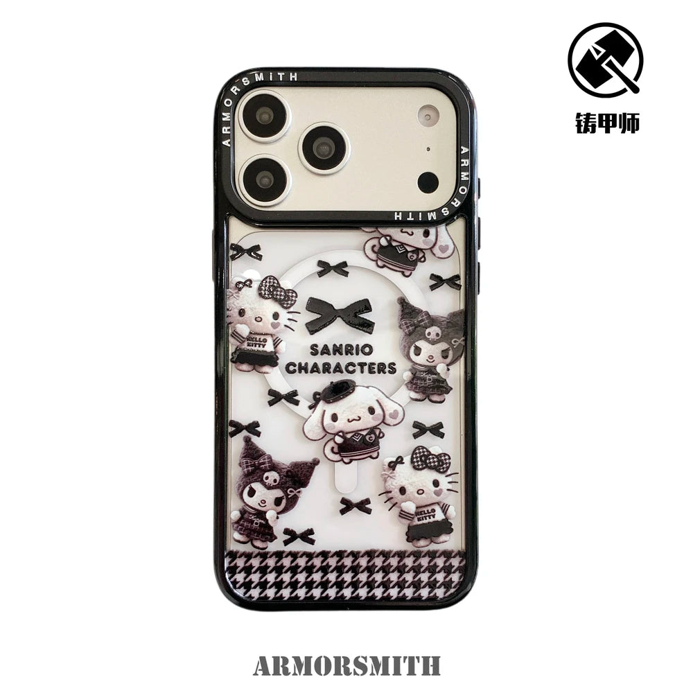 Magnetic Holder Wireless Charge Sanrio Hello Kitty Kuromi Melody Phone Case For iPhone