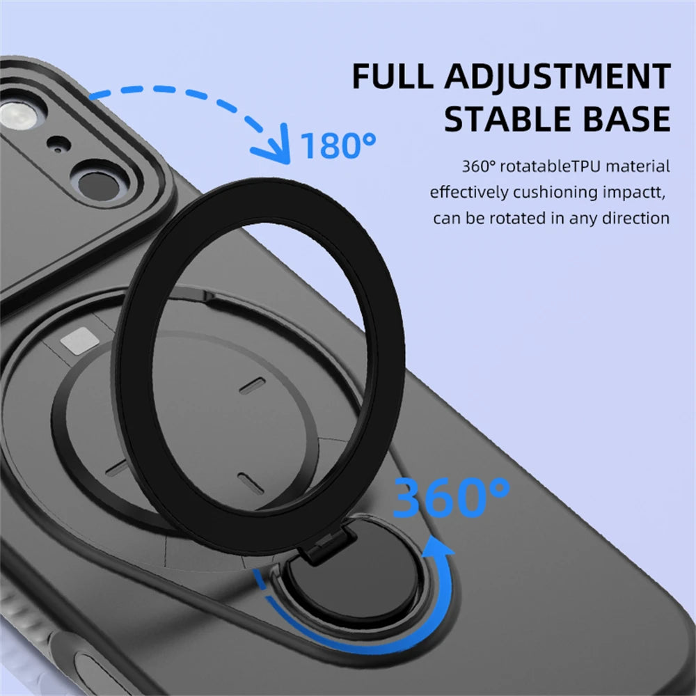 Magnetic Liquid Silicone Rotating Bracket Phone Case For iPhone