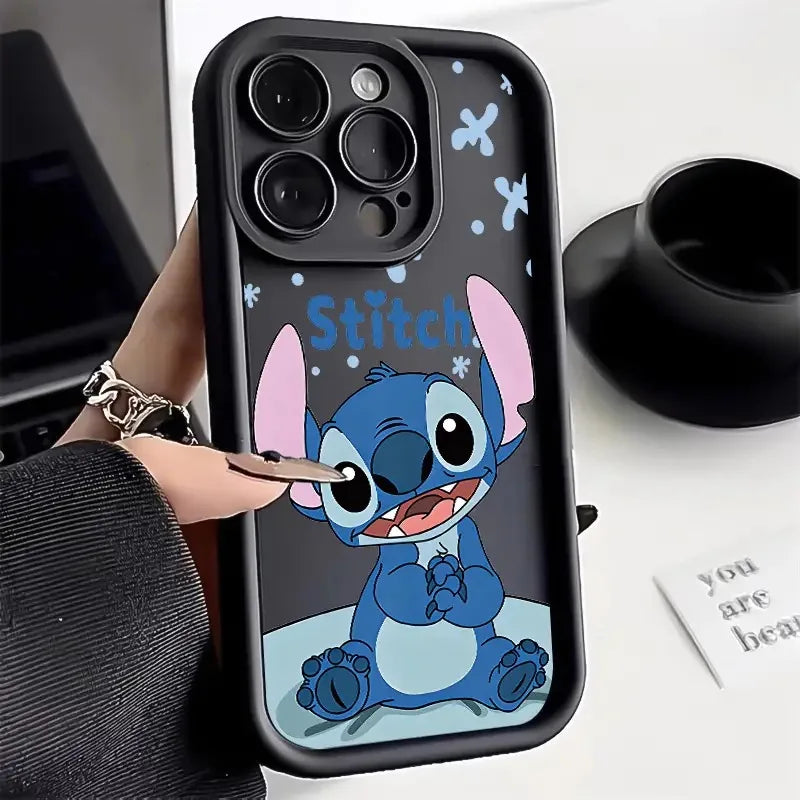 Stitch Happy Cute Phone Case Soft Cover Cartoon For iPhone