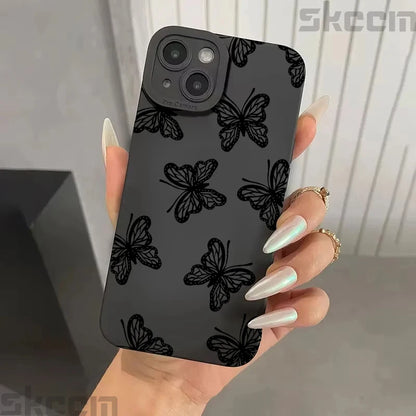 Black Butterfly Pattern Phone Case For iPhone