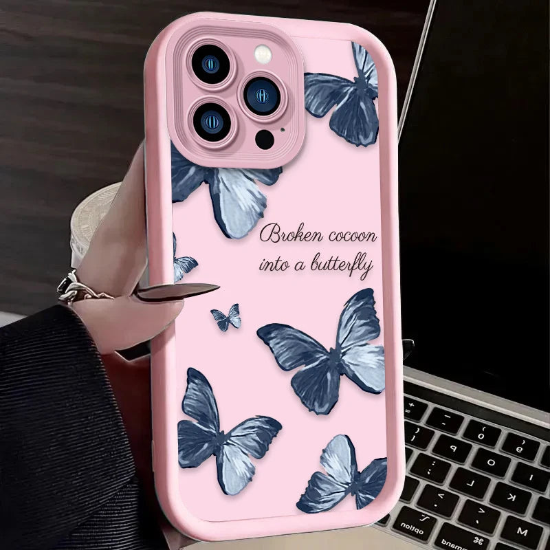 Pink Butterfly Soft Silicone Case For iPhone