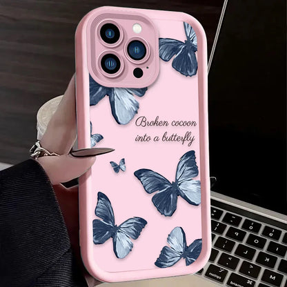 Pink Butterfly Soft Silicone Case For iPhone